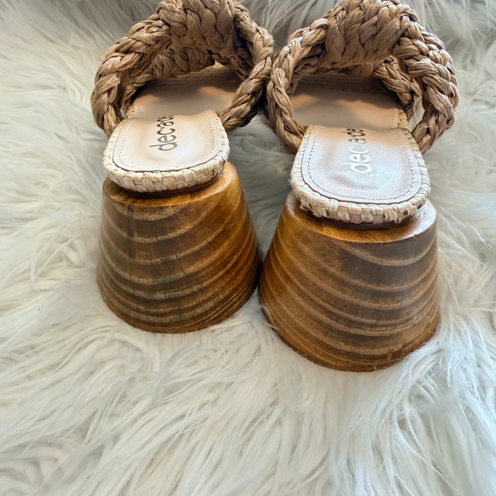 DDecadence Woven Raffia Knot Sandals Natural Braided Slide Brazil Size 6 - Picture 6 of 9